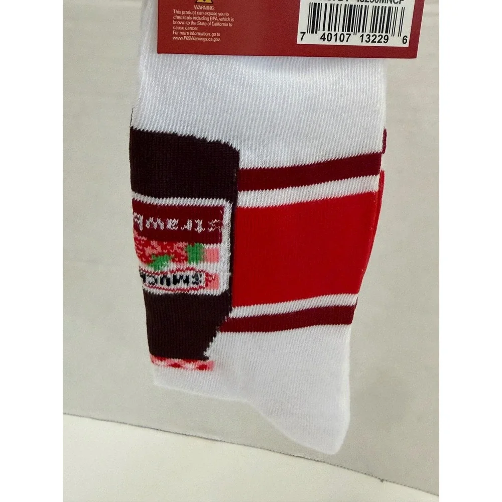 Smuckers Strawberry Jam Crew Socks Mens Shoe Size 6-12 White Red Odd Sox Novelty